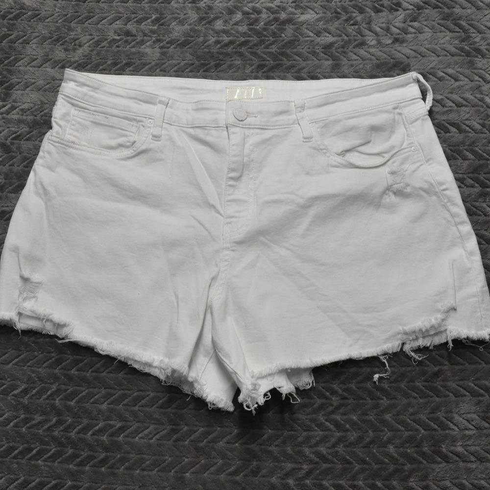 Kut from the Kloth Jane Long Shorts 18 White Excellent High Rise‎ Raw Hem (1826)